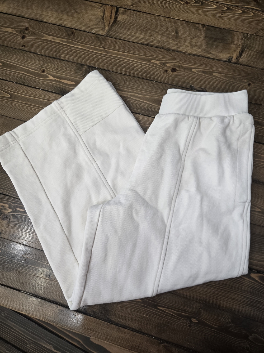 Womens White Knit Wide-Leg Haven Well Within Cotton Pants Size Small